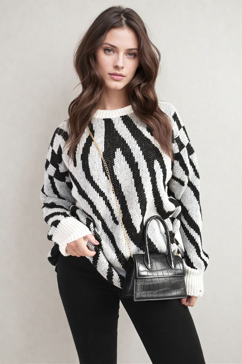 Zebra Stripe Knitted Jumper - She Wears Glory Beverly Hills