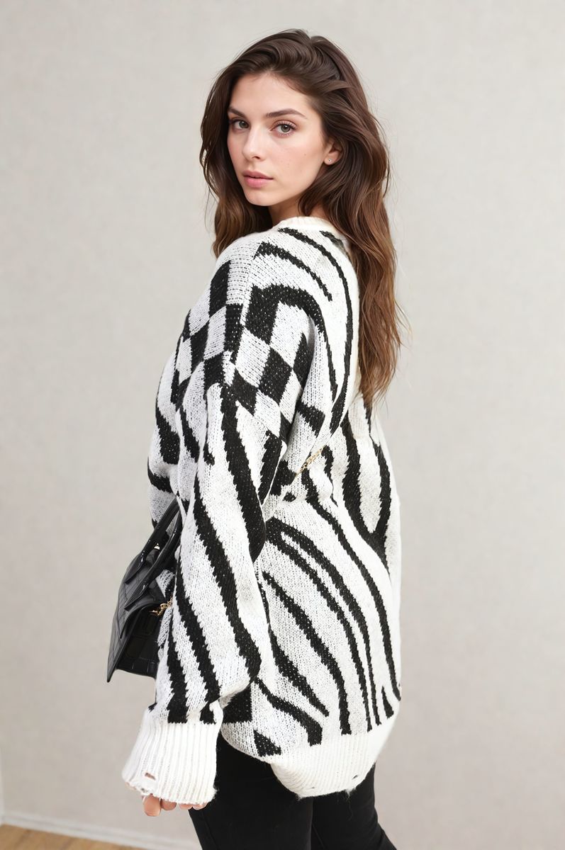 Zebra Stripe Knitted Jumper - She Wears Glory Beverly Hills