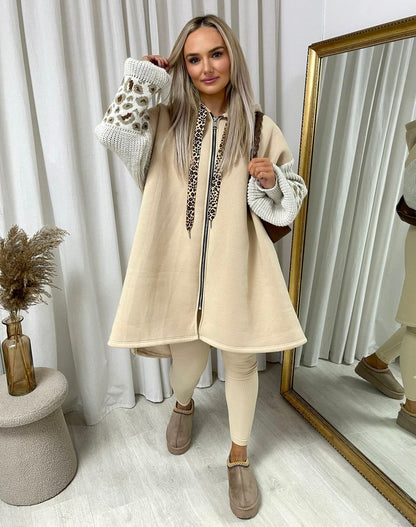 Leopard Print Knitted Sleeve Hoodie - She Wears Glory Beverly Hills