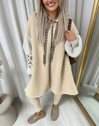 Leopard Print Knitted Sleeve Hoodie - She Wears Glory Beverly Hills