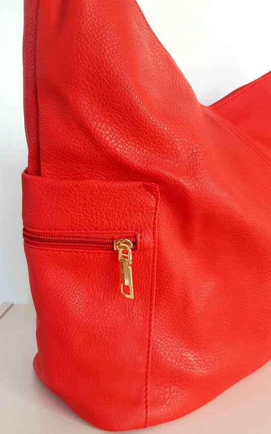 She Wears Glory™ Faux Leather Shoulder Bag with Side Pocket Zip Detail