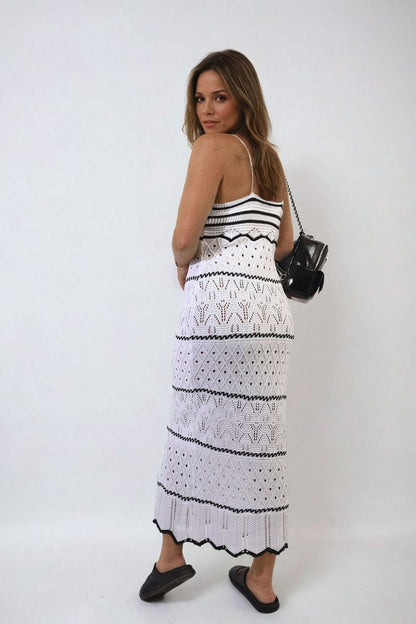 She Wears Glory™ Strappy Long Knitted Stripe Cami Dress