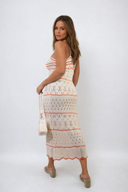 She Wears Glory™ Strappy Long Knitted Stripe Cami Dress