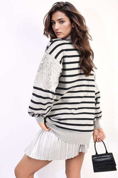 She Wears Glory™ Leopard Sequin High Neck Knitted Jumper