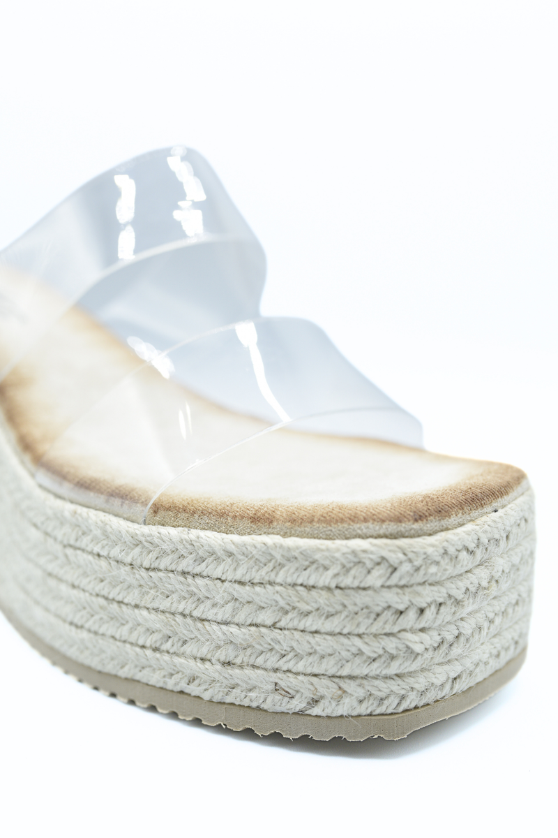 Transparent Double Strap Platform Wedge Heels - She Wears Glory Beverly Hills