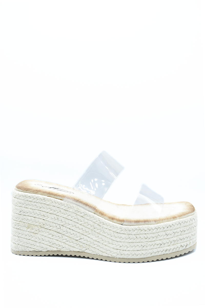 Transparent Double Strap Platform Wedge Heels - She Wears Glory Beverly Hills