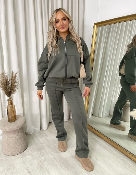 She Wears Glory™ Zip Bomber Jacket and Trouser Co-ord Set - She Wears Glory Beverly Hills