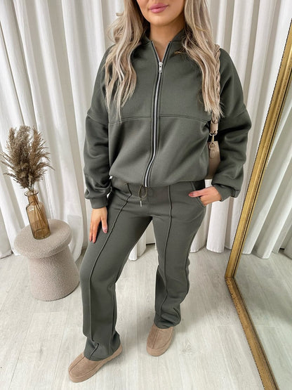 She Wears Glory™ Zip Bomber Jacket and Trouser Co-ord Set - She Wears Glory Beverly Hills