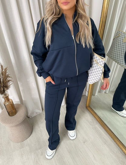 She Wears Glory™ Zip Bomber Jacket and Trouser Co-ord Set - She Wears Glory Beverly Hills