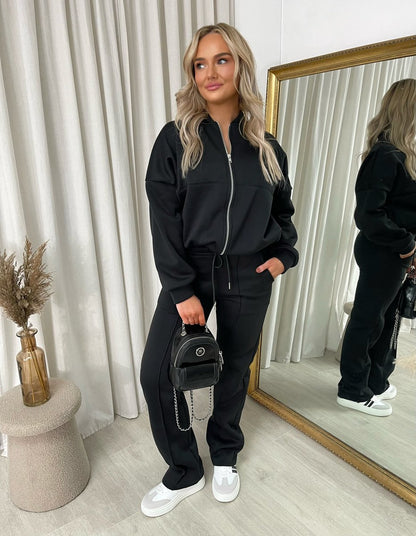 She Wears Glory™ Zip Bomber Jacket and Trouser Co-ord Set - She Wears Glory Beverly Hills