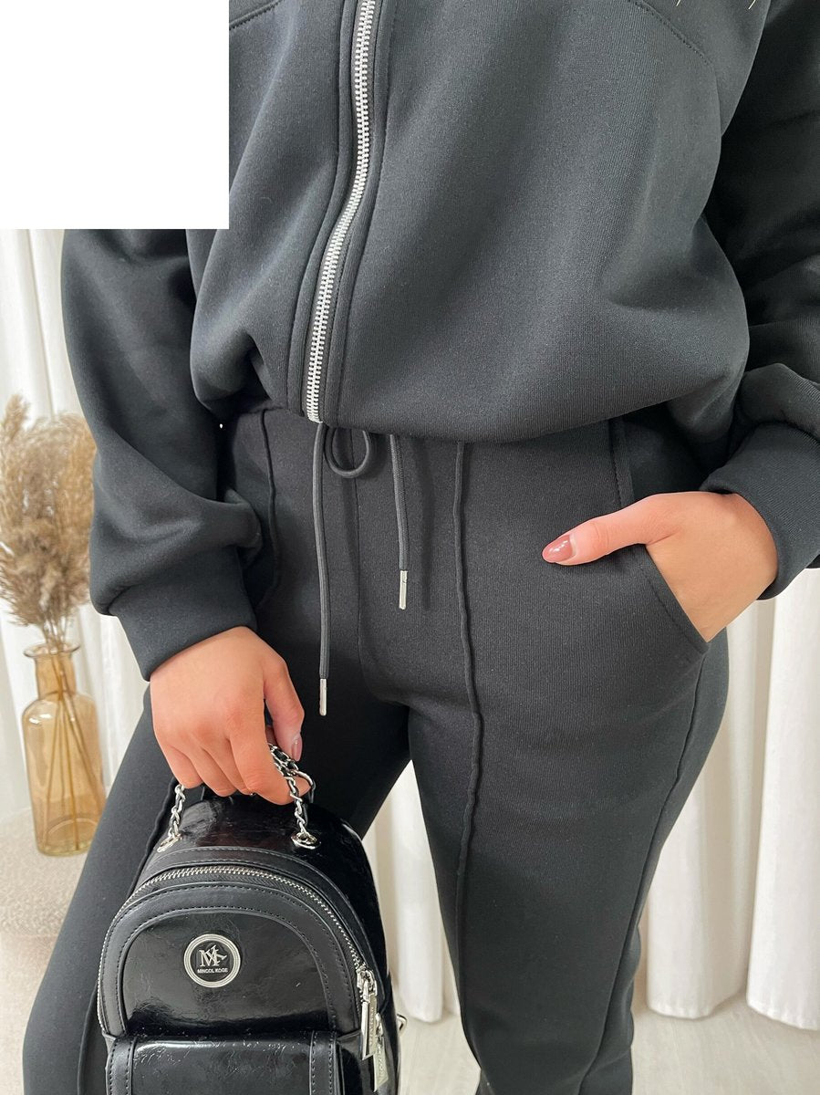 She Wears Glory™ Zip Bomber Jacket and Trouser Co-ord Set - She Wears Glory Beverly Hills