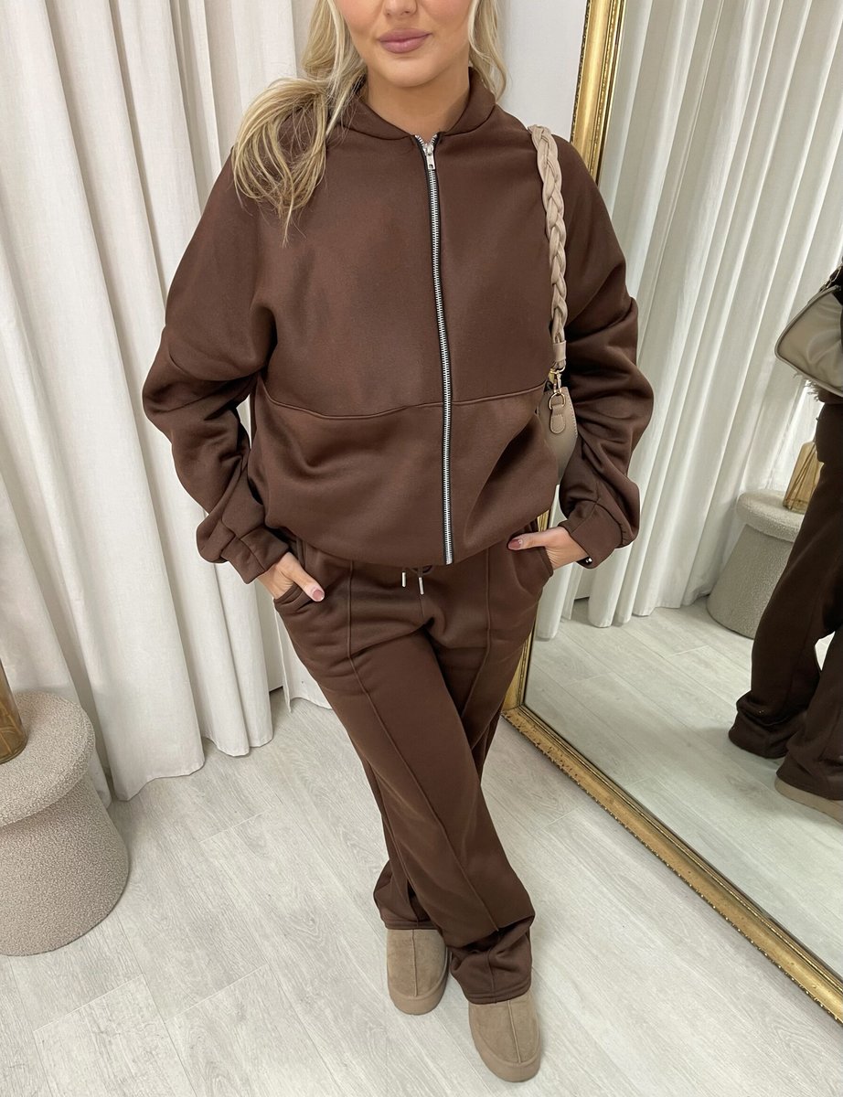 She Wears Glory™ Zip Bomber Jacket and Trouser Co-ord Set - She Wears Glory Beverly Hills