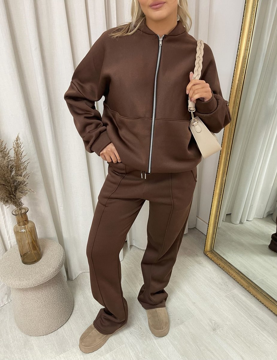 She Wears Glory™ Zip Bomber Jacket and Trouser Co-ord Set - She Wears Glory Beverly Hills
