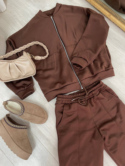 She Wears Glory™ Zip Bomber Jacket and Trouser Co-ord Set - She Wears Glory Beverly Hills