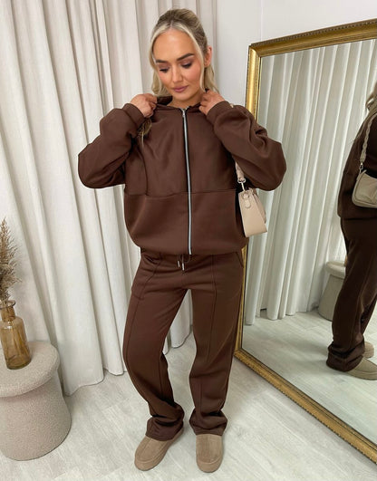 She Wears Glory™ Zip Bomber Jacket and Trouser Co-ord Set - She Wears Glory Beverly Hills