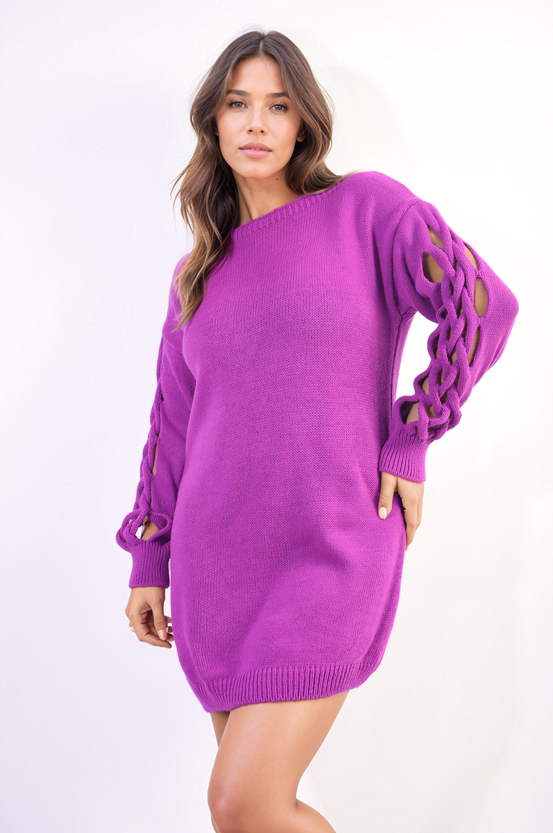 She Wears Glory™ Cable Knit Mini Dress with Cut Out Detail