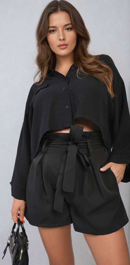 She Wears Glory™ High Waist Tie Belt Shorts