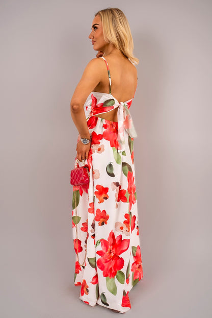 V Neck Spaghetti Strap Maxi Dress with Floral Print - She Wears Glory Beverly Hills