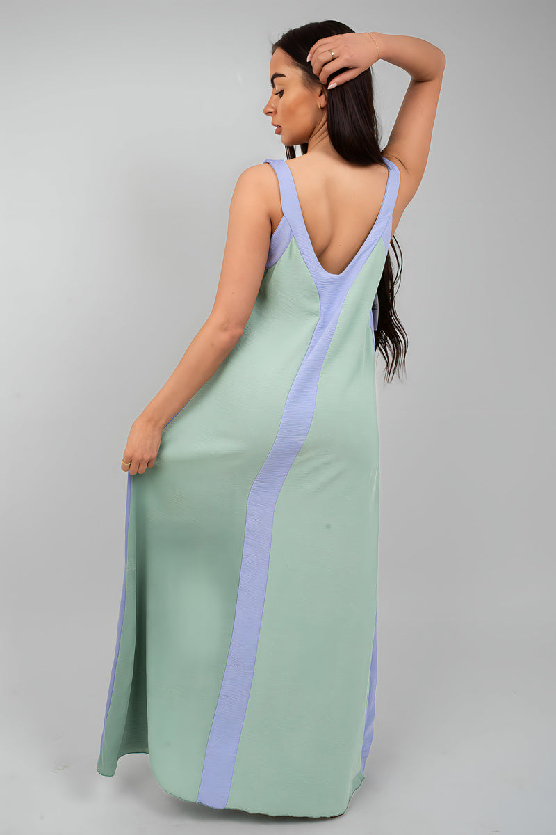Two-Tone Sleeveless Cami Maxi Dress - She Wears Glory Beverly Hills