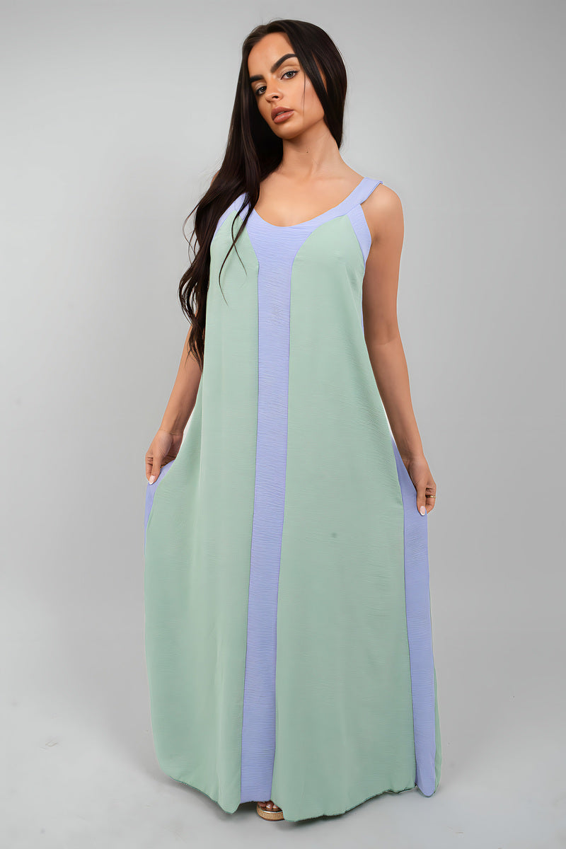 Two-Tone Sleeveless Cami Maxi Dress - She Wears Glory Beverly Hills