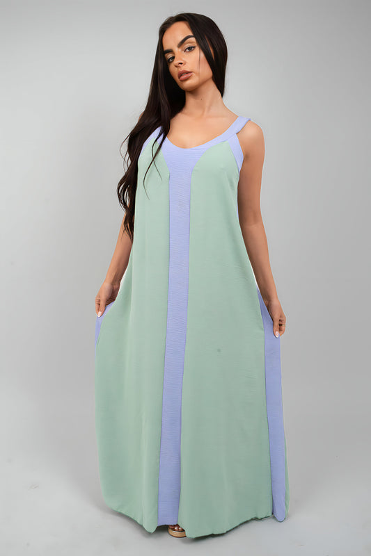 Two-Tone Sleeveless Cami Maxi Dress - She Wears Glory Beverly Hills