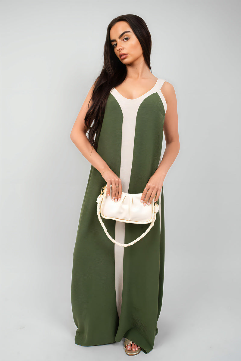 Two-Tone Sleeveless Cami Maxi Dress - She Wears Glory Beverly Hills