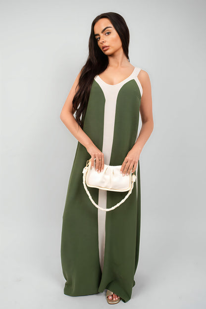 Two-Tone Sleeveless Cami Maxi Dress - She Wears Glory Beverly Hills