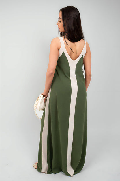 Two-Tone Sleeveless Cami Maxi Dress - She Wears Glory Beverly Hills