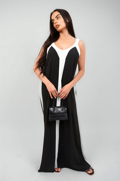 Two-Tone Sleeveless Cami Maxi Dress - She Wears Glory Beverly Hills