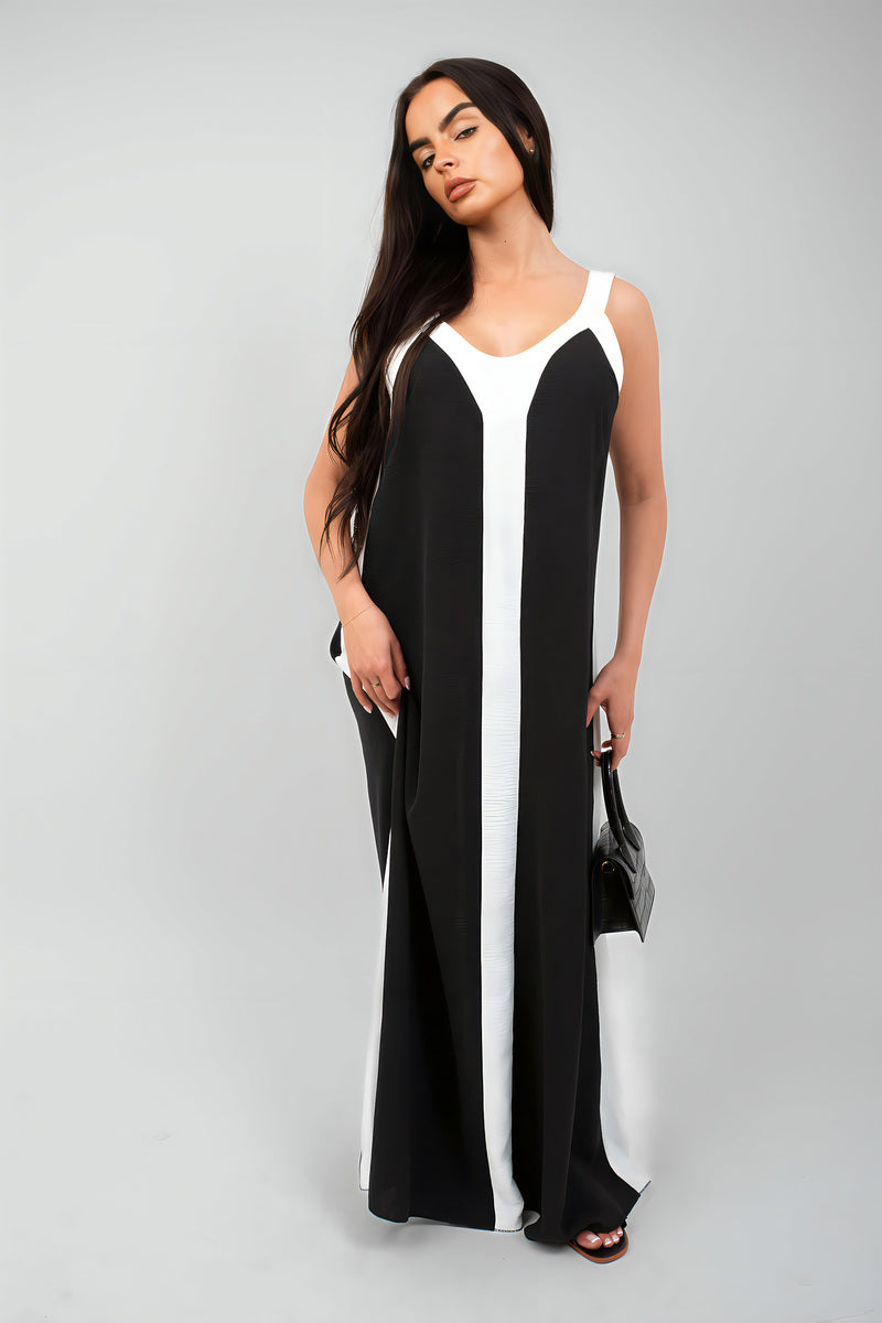 Two-Tone Sleeveless Cami Maxi Dress - She Wears Glory Beverly Hills
