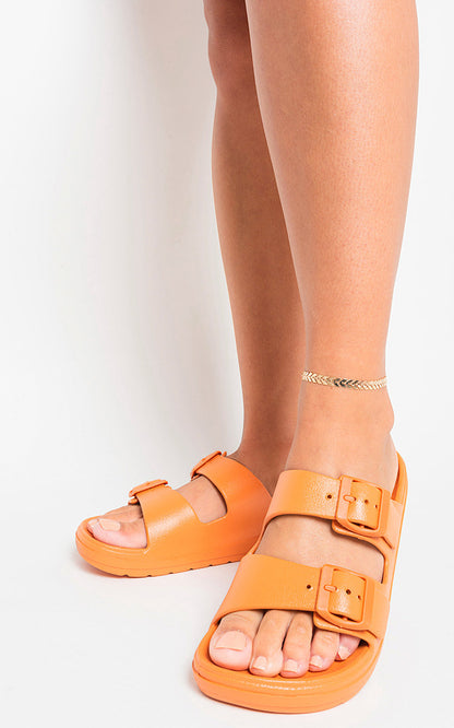 She Wears Glory™ Double Strap Slip On Buckled Sandals