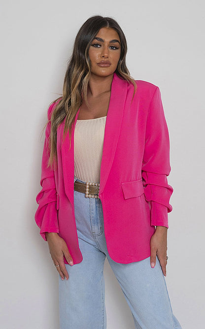 She Wears Glory™ Ruched Sleeve Casual Blazer with Side Pockets