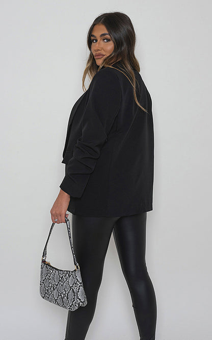 She Wears Glory™ Ruched Sleeve Casual Blazer with Side Pockets
