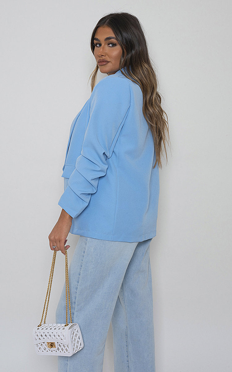 She Wears Glory™ Ruched Sleeve Casual Blazer with Side Pockets