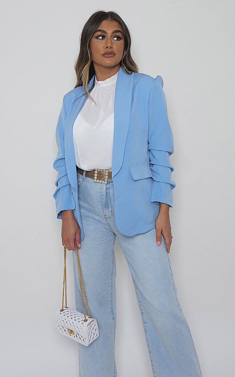 She Wears Glory™ Ruched Sleeve Casual Blazer with Side Pockets