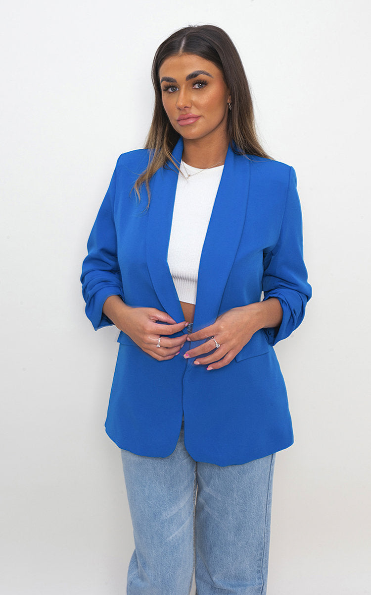 She Wears Glory™ Ruched Sleeve Casual Blazer with Side Pockets