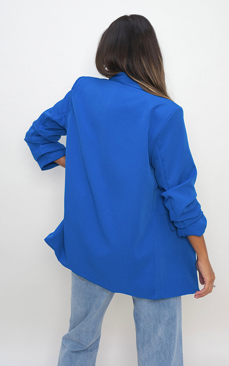 She Wears Glory™ Ruched Sleeve Casual Blazer with Side Pockets