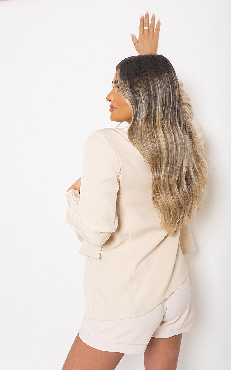 She Wears Glory™ Ruched Sleeve Casual Blazer with Side Pockets