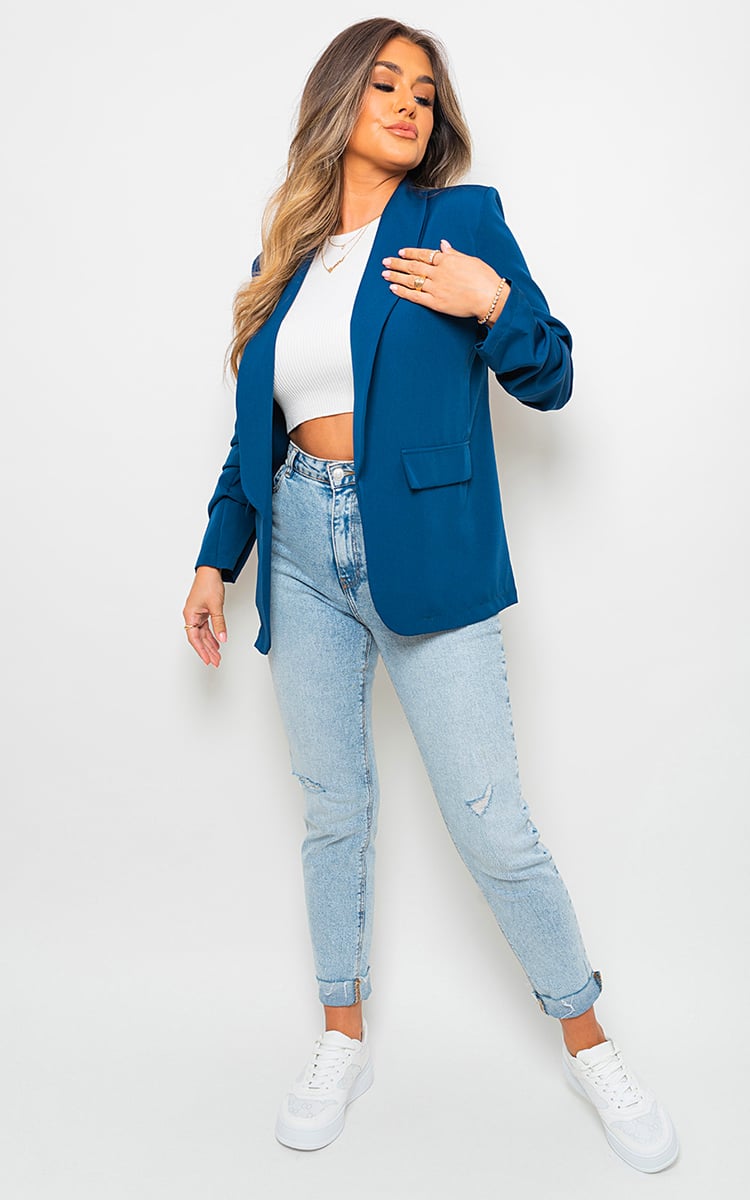 She Wears Glory™ Ruched Sleeve Casual Blazer with Side Pockets
