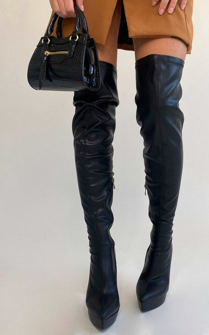 She Wears Glory™ Knee High Pointed Heel Boots with Zip Detail