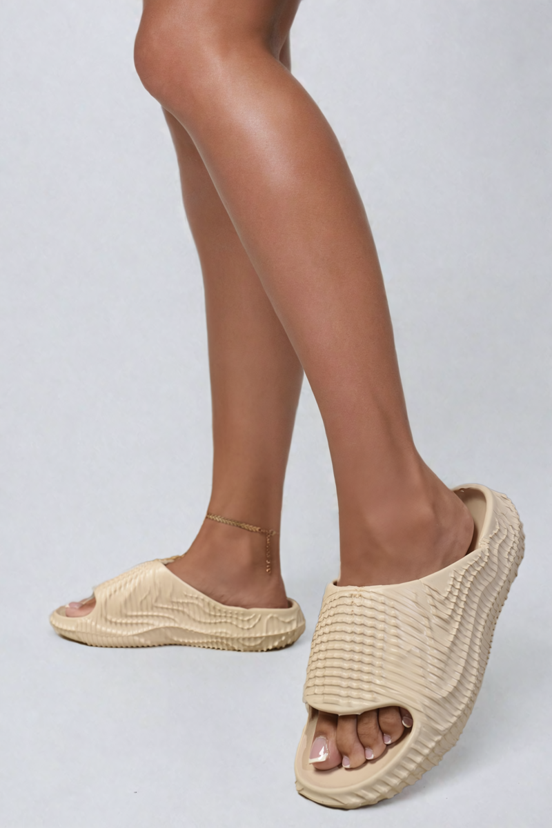 She Wears Glory™ Textured Open Toe Single Band Slide Sandals