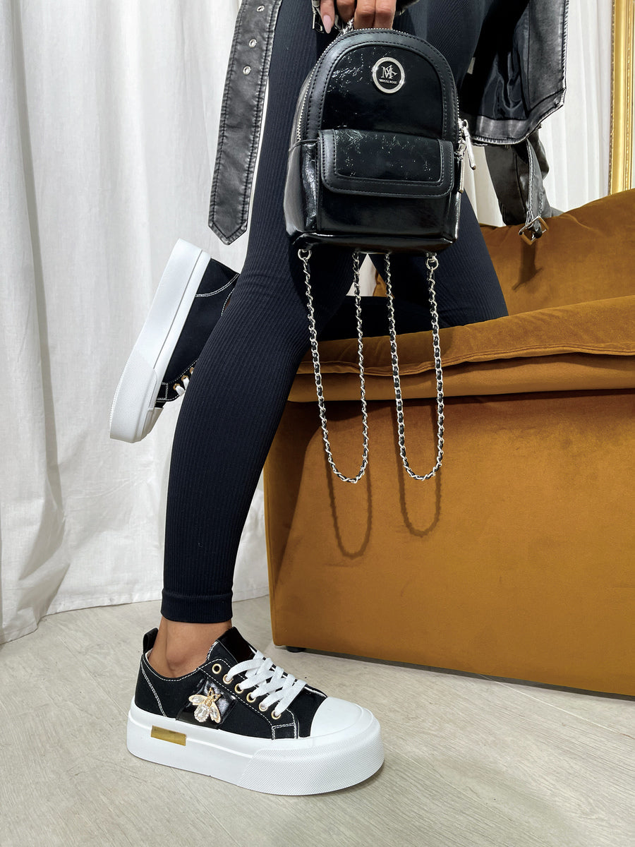 Luxe Bee Decorative Lace Up Platform Trainers - She Wears Glory Beverly Hills