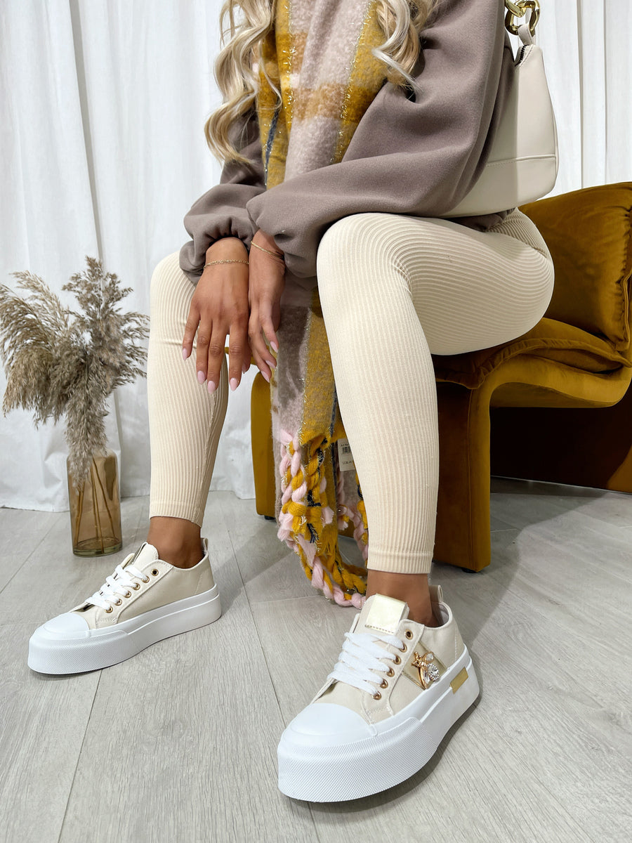 Luxe Bee Decorative Lace Up Platform Trainers - She Wears Glory Beverly Hills