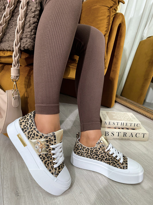 Luxe Bee Decorative Lace Up Platform Trainers - She Wears Glory Beverly Hills