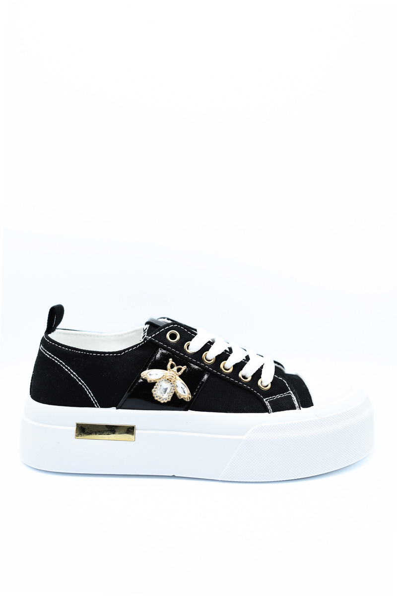 Luxe Bee Decorative Lace Up Platform Trainers - She Wears Glory Beverly Hills