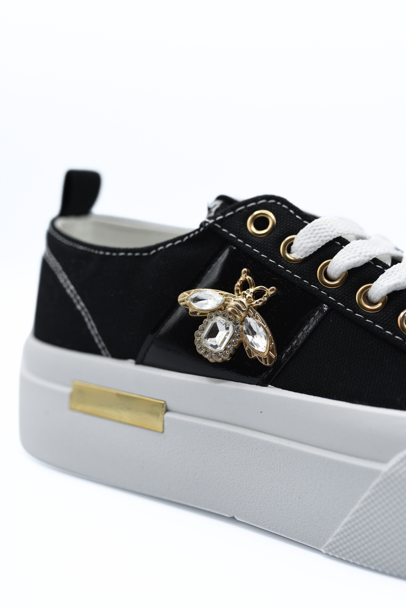 Luxe Bee Decorative Lace Up Platform Trainers - She Wears Glory Beverly Hills