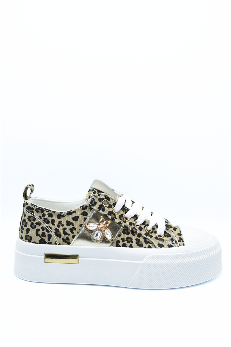 Luxe Bee Decorative Lace Up Platform Trainers - She Wears Glory Beverly Hills
