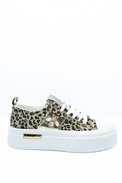 Luxe Bee Decorative Lace Up Platform Trainers - She Wears Glory Beverly Hills