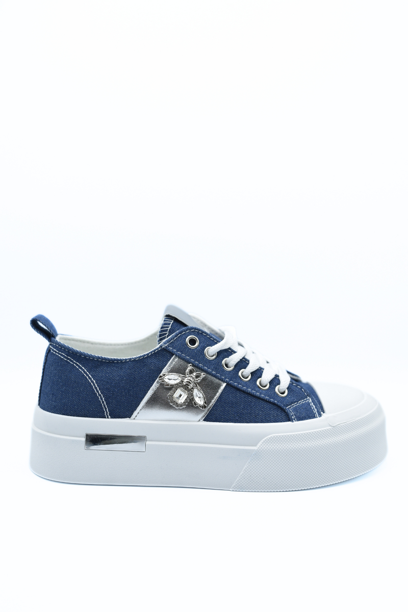 Luxe Bee Decorative Lace Up Platform Trainers - She Wears Glory Beverly Hills