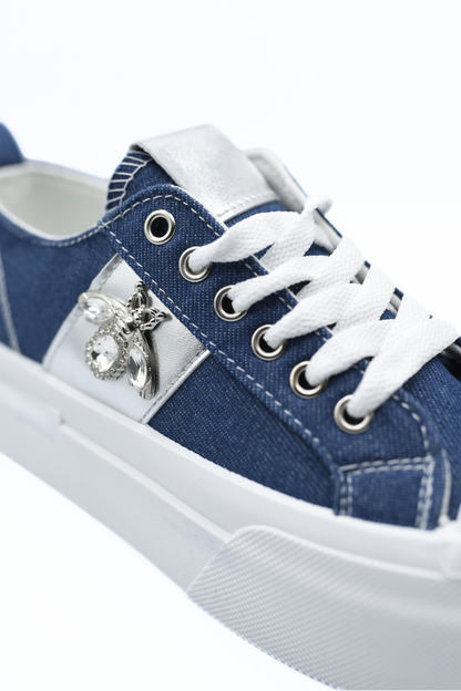 Luxe Bee Decorative Lace Up Platform Trainers - She Wears Glory Beverly Hills
